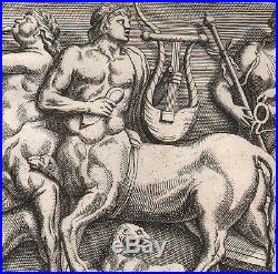 1693 Rare grande gravure mythologie romaine Liberalia fêtes Rome harpe centaure