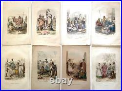 16 gravures lithos les peuples du monde Gravures peintes à la main 1859