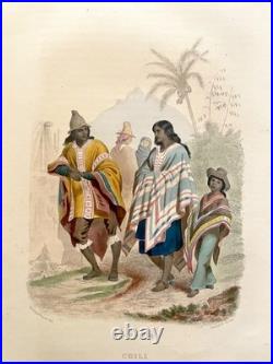 16 gravures lithos les peuples du monde Gravures peintes à la main 1859