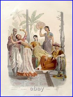 16 gravures lithos les peuples du monde Gravures peintes à la main 1859