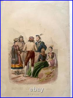 16 gravures lithos les peuples du monde Gravures peintes à la main 1859