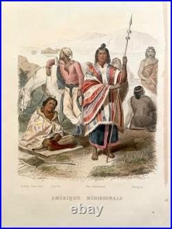 16 gravures lithos les peuples du monde Gravures peintes à la main 1859