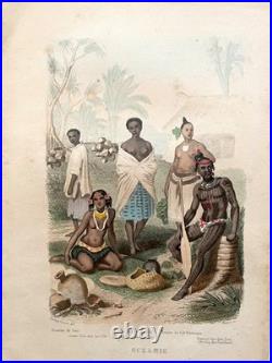 16 gravures lithos les peuples du monde Gravures peintes à la main 1859
