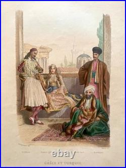 16 gravures lithos les peuples du monde Gravures peintes à la main 1859
