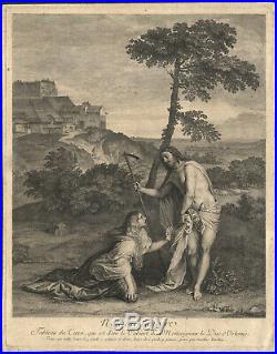 1729 Eau-forte Nicolas-Henri Tardieu Rare gravure Jésus Christ Marie Madeleine