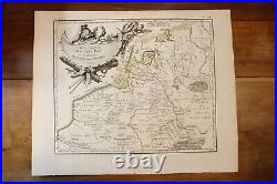 1756 Map Carte géographique Atlas Ph. Prétot Lattré Pays Bas Hollande Romains