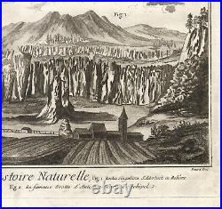 1768 Gravure originale Roches Paradis de Bohême Grotte d'Antiparos Géologie