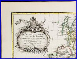 1780ca Îles Britanniques Carte géographique ancienne Janvier Gravure