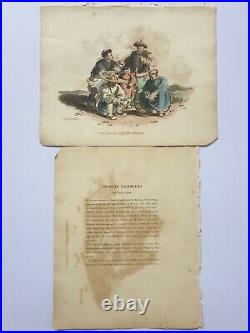 1803 Toile Lithographie Chinois Gamblers Se Battre Cailles Déguisements Chine