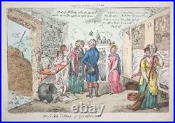 1808 Isaac Cruikshank Écossais Cottage Cabane Femmes Brothel Caricature