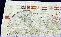 1820 Rare Mappemonde. Carte géographique ancienne. François Robert