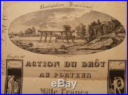1827 Très Très rare ACTION DU DRÔT de 1000 francs Navigation Gironde Dordogne