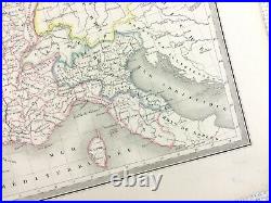 1846 Ancien Carte De France Et Italie En 1812 Rare Main Coloré Gravure