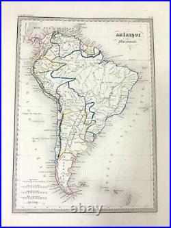 1846 Ancien Carte De Sud Amérique Brazil Patagonia Rare Main Coloré Gravure