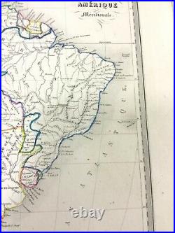1846 Ancien Carte De Sud Amérique Brazil Patagonia Rare Main Coloré Gravure