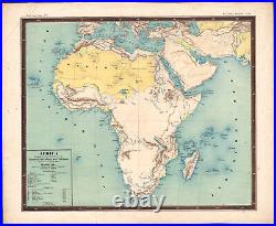 1858 Rare carte lithographie Afrique montagnes déserts plaines Sahara L. Ewald