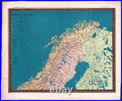 1858 Rare carte lithographie Suède et Norvège L. Ewald Bauerkeller