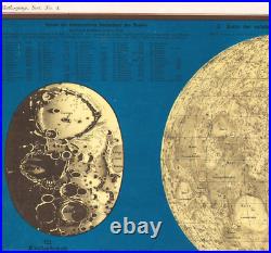 1858 Rare grande lithographie Lune et les éclipses astronomie carte Ludwig Ewald