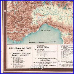 1860 Rare carte lithographie Allemagne montagnes et plaines L. Ewald Bauerkeller