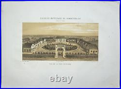 1873 Bergerie nationale de Rambouillet Lithographie Cez Élevage ovin