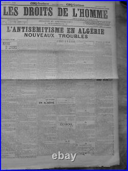 1898 Dreyfus Zola Les Droits De L'homme 27/1 Algerie Antisemitisme Bulow Dementi