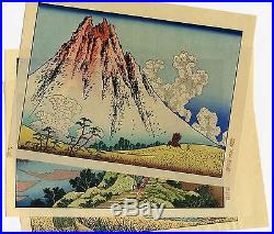 1910 estampe japonaise HOKUSAI Mt Fuji Fugaku Hyakkei X 3