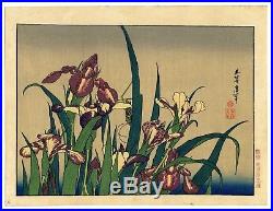 1910 estampe japonaise HOKUSAI Mt Fuji Fugaku Hyakkei X 4 des oiseaux et fleurs