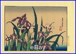 1910 estampe japonaise HOKUSAI Mt Fuji Fugaku Hyakkei X 6 fleurs et oiseaux