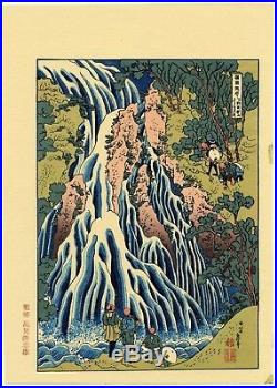 1910 estampe japonaise HOKUSAI Mt. Fuji Kirifuri Falls la chute d'eau
