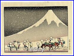 1910 estampe japonaise HOKUSAI Mt. Fuji l'hiver une tempête de neige