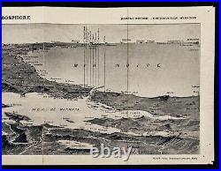 1915 Dardanelles et détroit du Bosphore Carte panoramique à vol d'oiseau