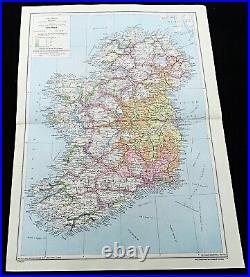 1945 WW2 Chemin de Fer Carte Irlande Eire Irlandais Rail Routes Monde Guerre 2