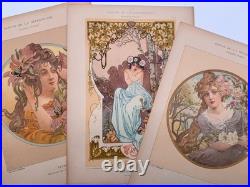 3 Lithographies 1901 Art Nouveau Paris