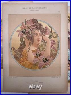 3 Lithographies 1901 Art Nouveau Paris