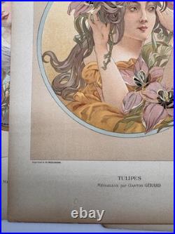 3 Lithographies 1901 Art Nouveau Paris