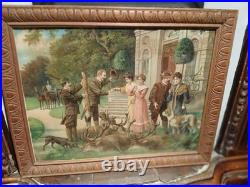 4 Lithographies Anciennes Xixeme La Chasse