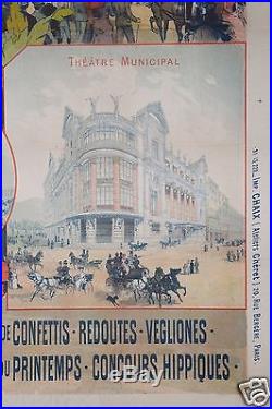 AFFICHE ANCIENNE ORIGINAL POSTER L'HIVER à NICE Lefèvre 1891 casino pier 06