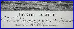 ANTIQUE GRANDE GRAVURE EAU-FORTE PF TARDIEU Joseph VERNET L'ONDE AGITÉE XVIIIème