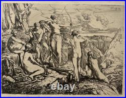 ARTEMIS Diane GRAVURE Eau Forte FRANCOIS CHIFFLART Chasse Cadart XIX°