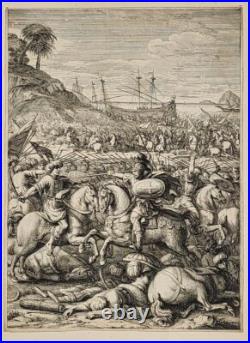 AUDRAN Gérard 1640 1703 Bataille d'Antioche Gravure du XVIIe siècle