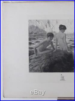 A CAPRI eau forte d'Eugène DECISY (1866-c1940) d'après Jean LEFEUVRE enfants nus