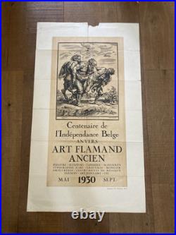 Affiche Lithographie 1930 Art Flamant Gravure Centenaire Indépendance Belge