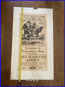 Affiche Lithographie 1930 Art Flamant Gravure Centenaire Indépendance Belge
