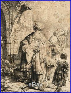Agar renvoyée par Abraham Eau-forte d'après Rembrandt 1606-1669 XVIIIe