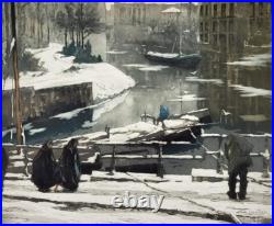 Albert BAERTSOEN (Gand 1866 1922) Dégel à Gand Grande aquatinte originale