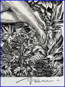 Albert Decaris Gravure Eau Forte Etching Eve et Serpent Étude Femme Nu Art Deco