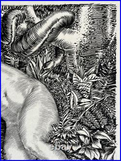 Albert Decaris Gravure Eau Forte Etching Eve et Serpent Étude Femme Nu Art Deco