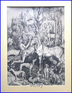 Albrecht Dürer. Saint Eustache. Belle gravure encadrée