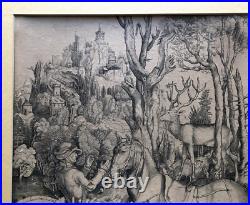 Albrecht Dürer. Saint Eustache. Belle gravure encadrée