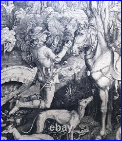 Albrecht Dürer. Saint Eustache. Belle gravure encadrée